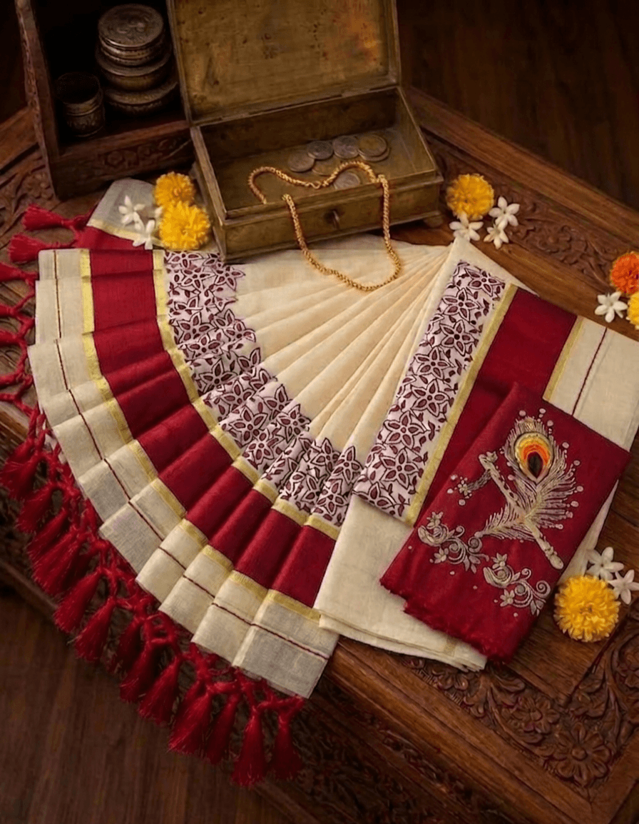 Crimson Mayura Setsaree – Limited Edition Tissue Saree